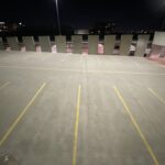 Recently power-washed parking garage